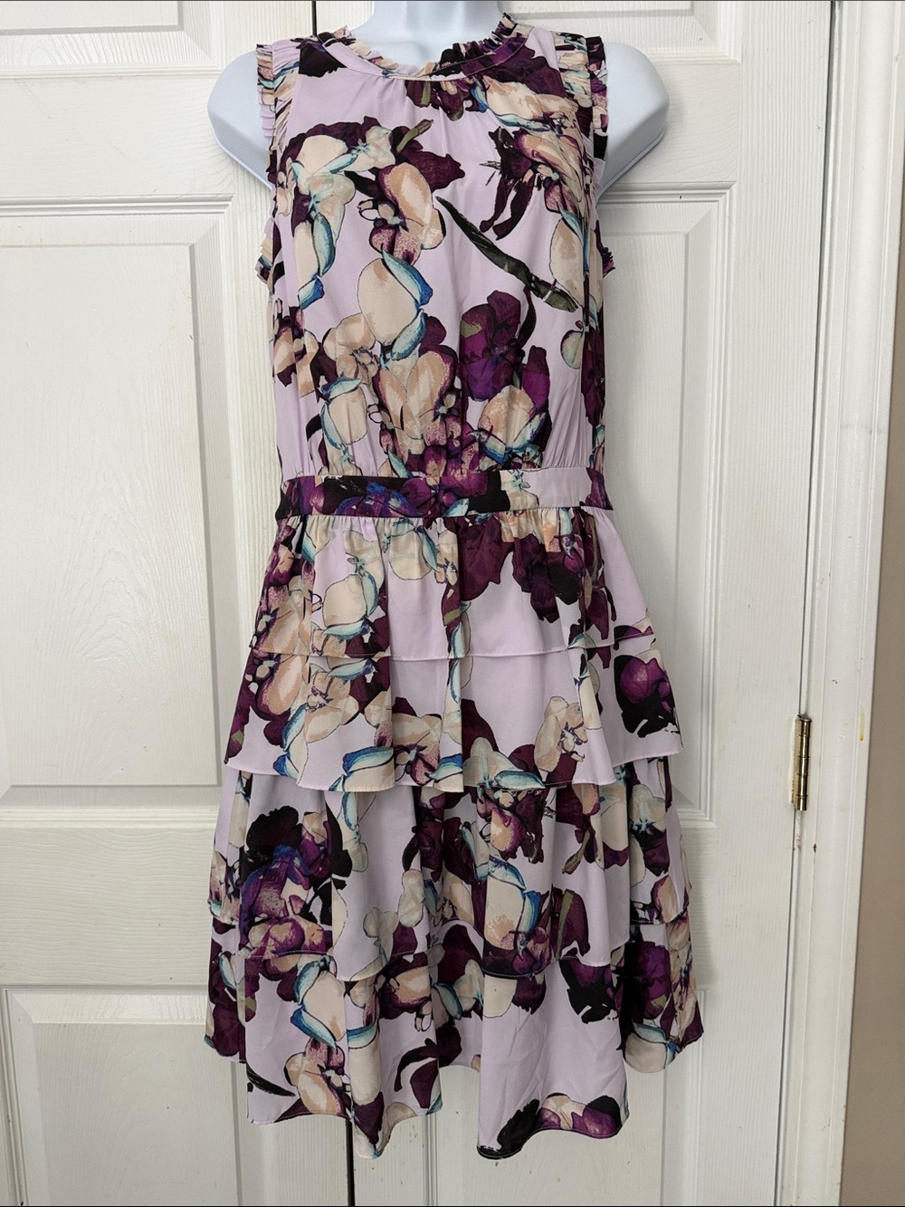 Banana Republic Lavender Floral Tiered Dress Sz 4 Tall NWOT